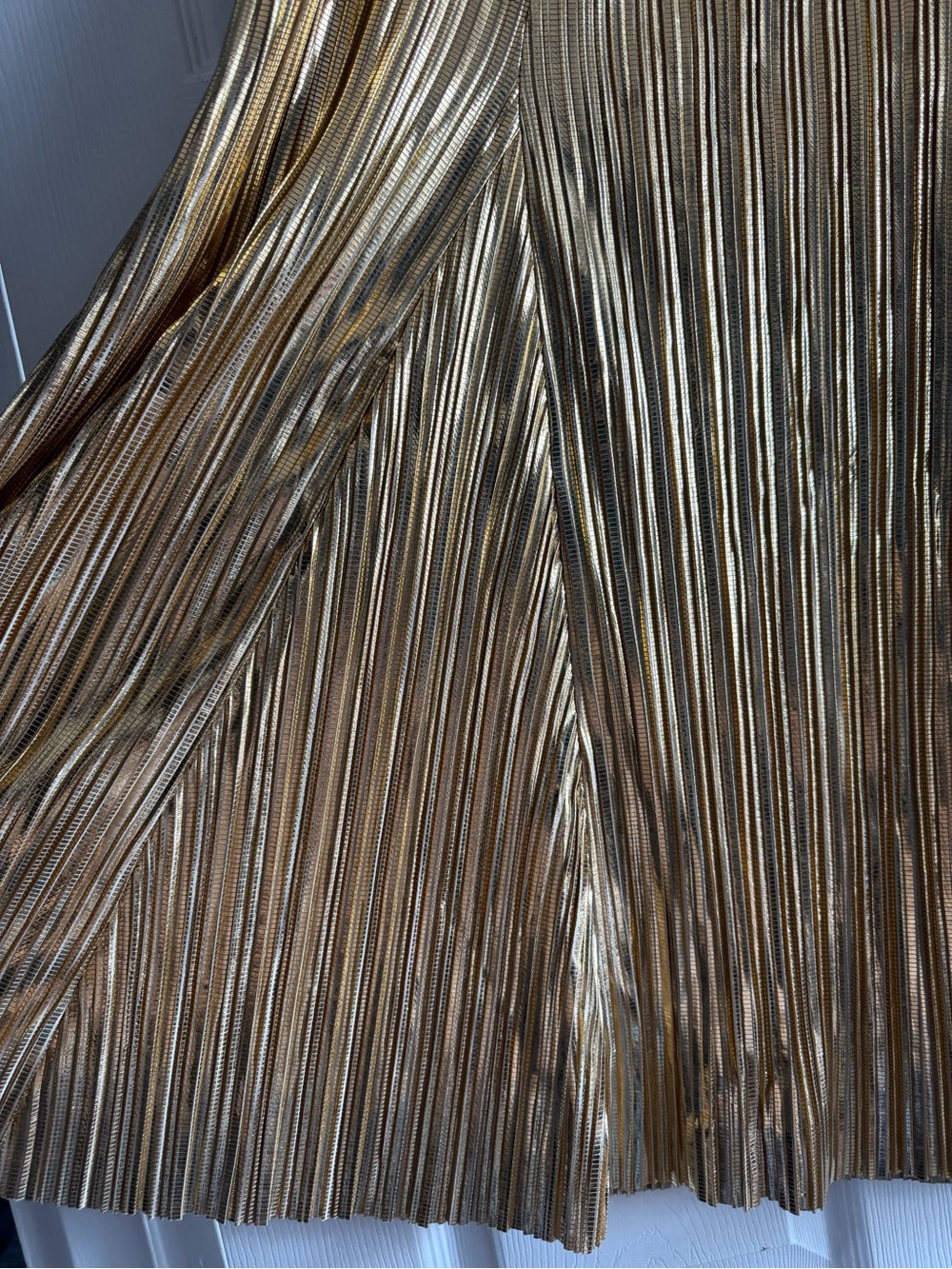 Maeve Metallic Gold Pleated Midi Skirt - Picture 3 of 5